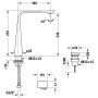 Duravit D.1e 2-Loch Elektronik-Waschtischarmatur XL mit Einbaunetzteil - technische Ansicht