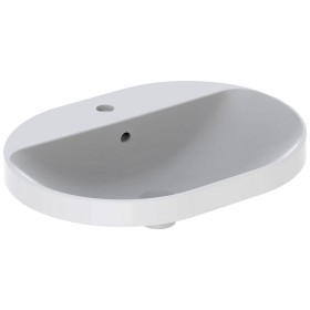 Lavabo encastrable elliptique Geberit VariForm, avec plage de robinetterie