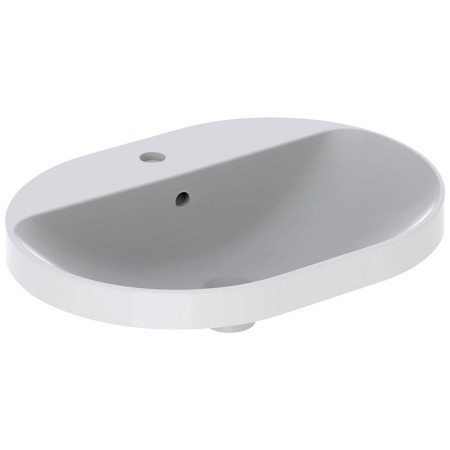 Lavabo encastrable elliptique Geberit VariForm, avec plage de robinetterie