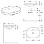 Lavabo encastrable elliptique Geberit VariForm, avec plage de robinetterie - vue détaillée