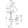 Duravit No. 1 Einhebel-Waschtischmischer S, Minus-Flow mit Zugstangengarnitur - technische Ansicht
