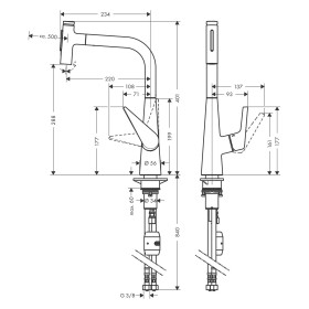 hansgrohe Talis Select M51 Miscelatore monocomando per cucina 300, doccetta estraibile, 2 getti