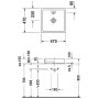 Duravit Starck 1 Vasque à poser 47 cm brossée, 1 trou de robinet percé dans la vasque - vue technique