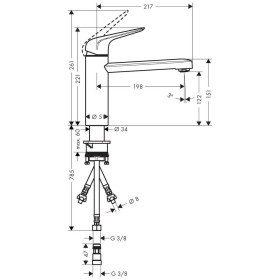 Rubinetto monocomando per cucina hansgrohe Focus M42 120, bassa pressione, scaldabagno aperto, 1jet