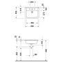 Duravit Starck 3 Vasque encastrée de 56 cm avec 1 trou de robinet - vue technique