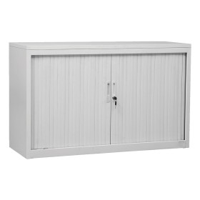 Armadio a persiane in acciaio Wolfstahl 1 ripiani serratura cilindrica 120 x 46 x 75 cm grigio chiaro - nero - bianco