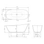 Vasca da bagno freestanding Villeroy & Boch Theano edizione curva, 170 x 75 cm - vista tecnica