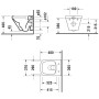 Duravit DuraStyle WC a parete compatto con scarico a pavimento senza bordo di scarico - vista tecnica
