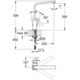 Rubinetto monocomando per lavello GROHE Eurocube, DN15