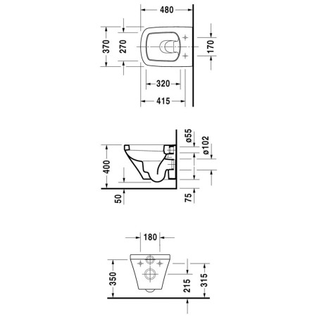 Duravit DuraStyle WC sospeso compatto, con scarico a pavimento