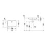 Lavabo encastré Duravit No. 1 55 cm, sans trou de robinet, avec trop-plein - vue technique