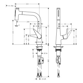 hansgrohe Talis Select M51 Miscelatore monocomando da cucina 220, doccetta estraibile, 2 getti