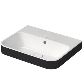 Duravit Happy D.2 Plus Vasque à poser 50 cm blanc/anthracite mat, avec trop-plein, sans trou de robinet