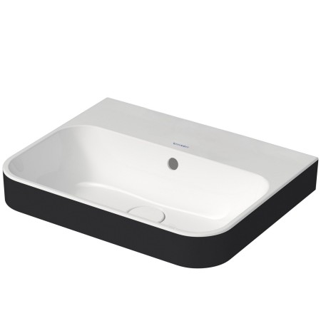 Duravit Happy D.2 Plus Vasque à poser 50 cm blanc/anthracite mat, avec trop-plein, sans trou de robinet