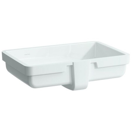 Vasque encastrée LAUFEN Living City 53,5 cm brossée, avec trop-plein, sans trou de robinet