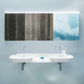 Double vasque encastrable LAUFEN INO 142 x 45 cm avec étagère centrale