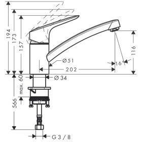 Rubinetto monocomando per cucina hansgrohe Logis M31 120, CoolStart, EcoSmart, 1jet