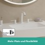 Rubinetto per lavabo hansgrohe Tecturis S a 3 fori 150 con scarico Push-Open - vista tecnica