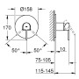 GROHE Plus Einhand-Brausebatterie Unterputz - technische Ansicht