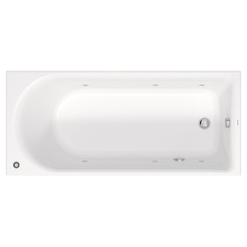 Baignoire balnéo rectangulaire Duravit D-Neo 180 x 80 cm, version encastrée, trop-plein et vidage au pied