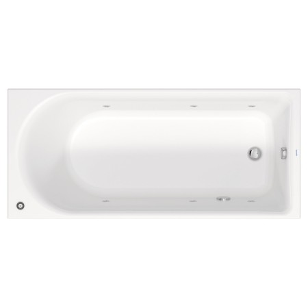 Baignoire balnéo rectangulaire Duravit D-Neo 180 x 80 cm, version encastrée, trop-plein et vidage au pied