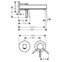 Robinet de lavabo encastré hansgrohe Finoris avec levier unique pour montage mural 16,8 cm - vue technique