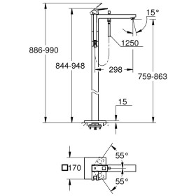 Mitigeur de baignoire sur pied GROHE Eurocube DN 15