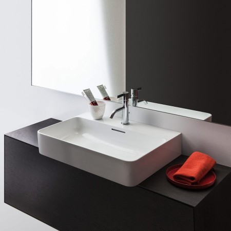 Lavabo d'appoggio LAUFEN Val 60 x 42 cm con 1 foro rubinetto, con troppopieno