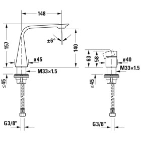 Duravit D.1z 2-Loch Waschtischarmatur M mit Drehgriff