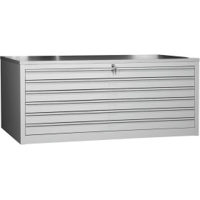 Wolfstahl Planschrank stahl 6 Schubladen 140 x 95 x 62 cm A0 lichtgrau