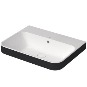 Vasque à poser Duravit Happy D.2 Plus 60 cm blanc/anthracite mat, avec trop-plein, sans trou de robinet