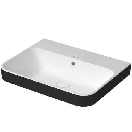 Duravit Happy D.2 Plus Vasque à poser 60 cm blanc/anthracite mat, avec trop-plein, sans trou de robinet