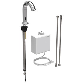 Robinet de lavabo Geberit Piave, montage sur pied, alimentation secteur, avec boîtier de fonction AP