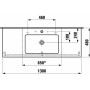 Vasque LAUFEN Living Square 130 cm, petit lavabo avec 3 trous de robinet - vue détaillée