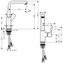 Mitigeur de lavabo monocommande hansgrohe Metris 230 avec bonde Push-Open, DN15 - vue technique