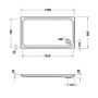 Receveur de douche rectangulaire Duravit D-Code 140 x 80 cm avec Antidérapant - vue technique