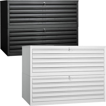Armoire à plans en acier Wolfstahl 10 tiroirs 113 x 83 x 105 cm A1 gris clair - noir