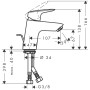 Robinet de lavabo monocommande hansgrohe Logis 70 - vue technique
