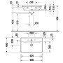 Lavabo Duravit D-Neo 65 cm, sans trou de robinet, avec trop-plein - vue détaillée