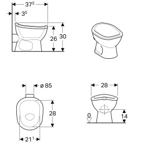 Geberit Bambini WC debout pour bébés et tout-petits, à chasse d'eau basse