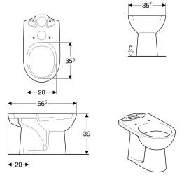 Geberit Renova WC sur pied pour réservoir de chasse encastré, sortie verticale