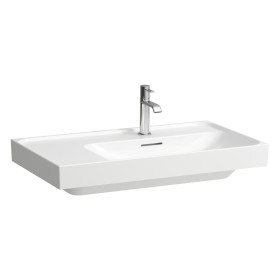 Lavabo LAUFEN MEDA 80 x 46 cm, avec 3 trous de robinet et trop-plein, tablette à gauche
