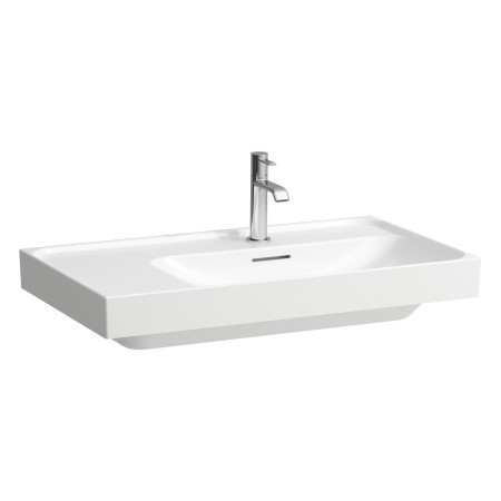 Lavabo LAUFEN MEDA 80 x 46 cm, avec 3 trous de robinet et trop-plein, tablette à gauche
