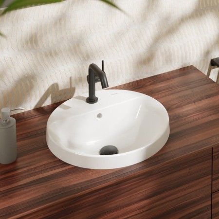 Lavabo incasso rotondo hansgrohe Xuniva S Ø 45 cm, con 1 foro miscelatore e troppo pieno