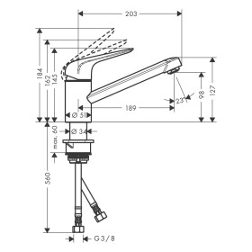 hansgrohe Focus M42 Miscelatore monocomando per cucina 100 CoolStart, Eco, 1jet