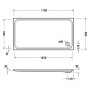 Receveur de douche rectangulaire Duravit D-Code 170 x 90 cm - vue technique
