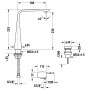 Rubinetteria per lavabo elettronica Duravit D.1e a 2 fori XL con alimentatore - vista tecnica