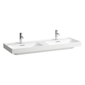 Double vasque LAUFEN MEDA 130 x 46 cm, avec 3 trous de robinet et trop-plein