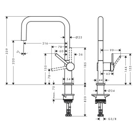 hansgrohe Talis M54 Miscelatore monocomando per cucina U220, Eco, 1jet
