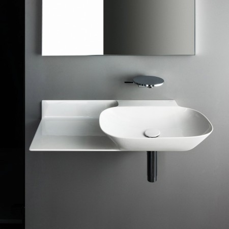 Lavabo encastrable LAUFEN INO 90 x 45 cm avec tablette à gauche, sans trou de robinet